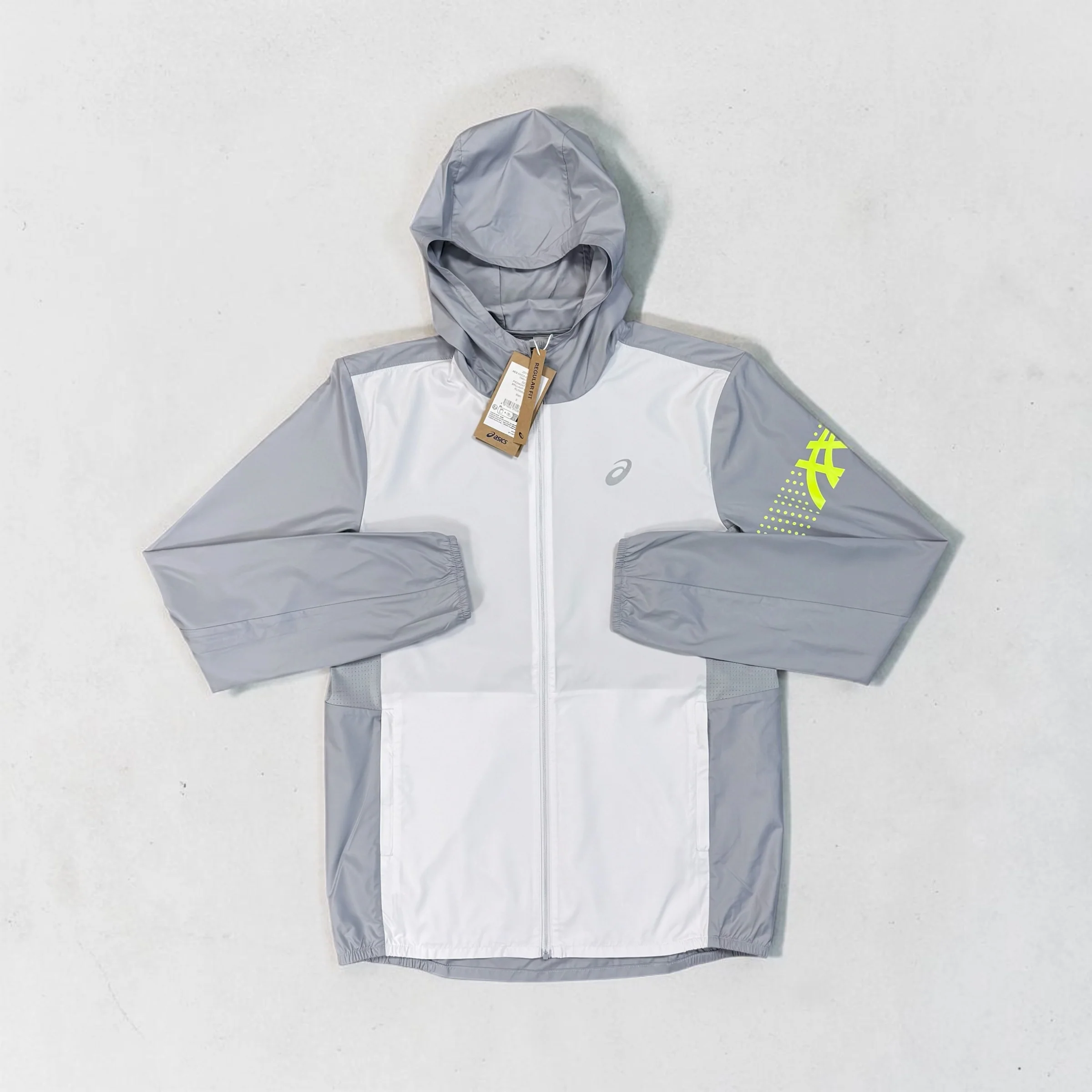 ASICS ICON WINDRUNNER JACKET - GREY WHITE / VOLT - Image 2