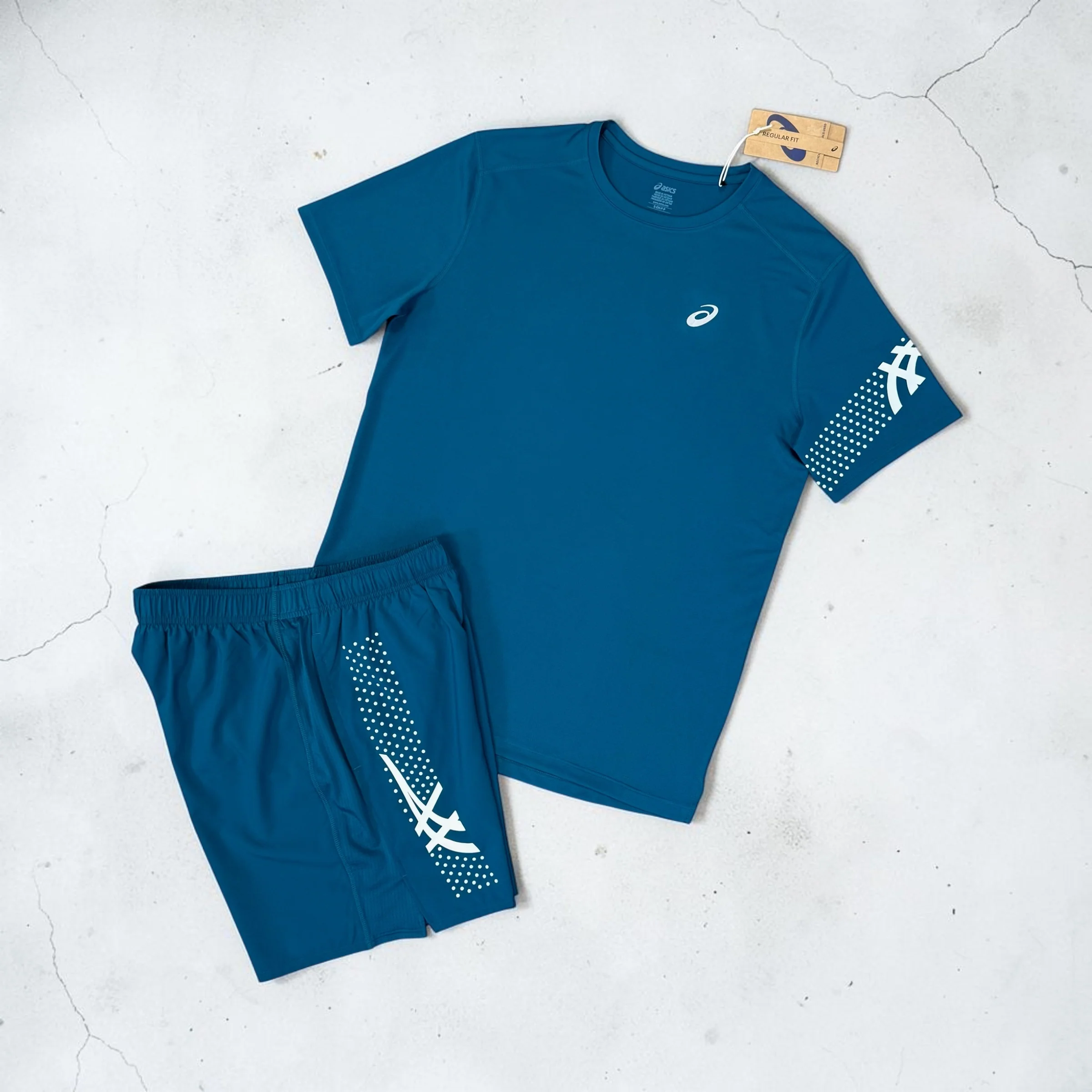 ASICS ICON WINDRUNNER, T-SHIRT AND SHORTS 3PC SET - BLUE TEAL - Image 3