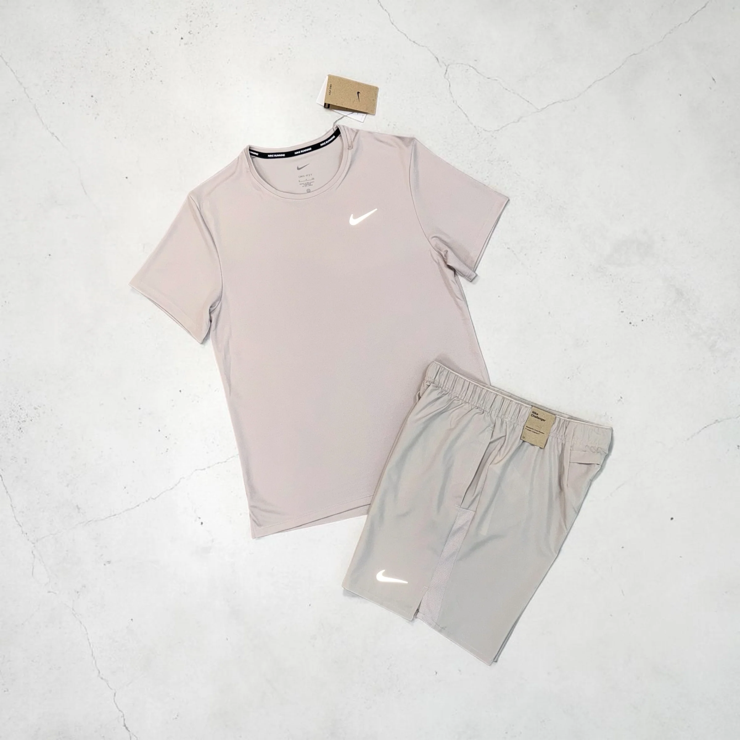 NIKE MILER AND CHALLENGER SHORTS SET - BEIGE